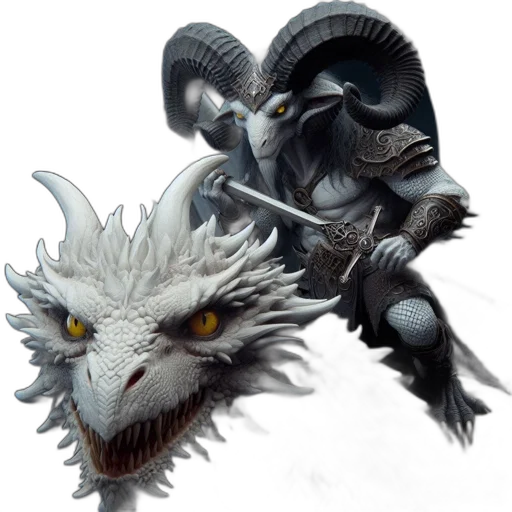dragon, creature, mask, weapon transparent PNG cut-out