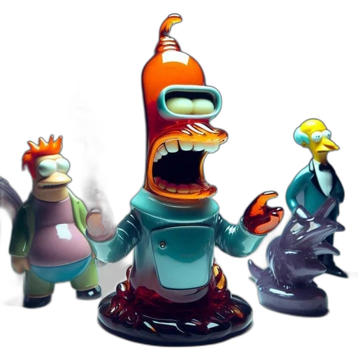 robot, staff, concept art, 3d render transparent PNG cut-out