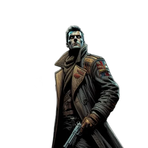 jacket, weapon, comic book art, concept art transparent PNG cut-out