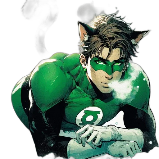 mask, comic book art, concept art, green transparent PNG cut-out