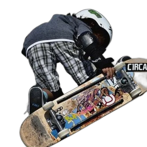 photorealistic, skateboarder, wearing, plaid transparent PNG cut-out