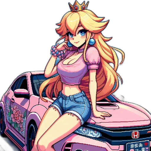 car, crown, dress, pixel art transparent PNG cut-out