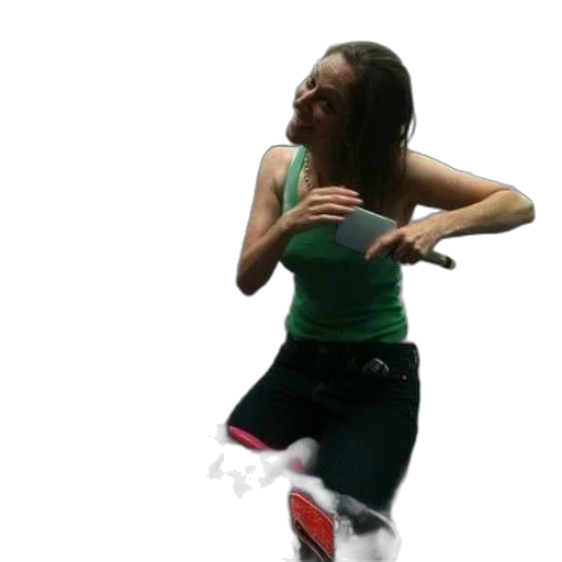 woman, green, tank, top transparent PNG cut-out