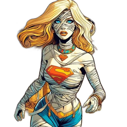 comic book art, concept art, cartoon, supergirl transparent PNG cut-out