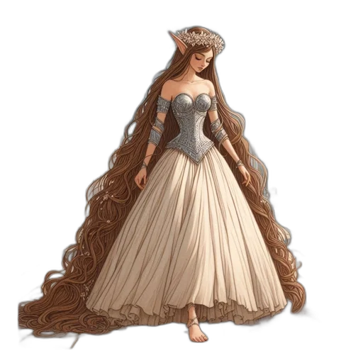 dress, crown, concept art, fantasy art transparent PNG cut-out