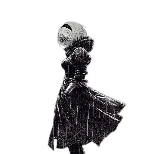 dress, jacket, robot, staff transparent PNG cut-out