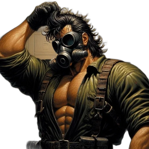 mask, comic book art, concept art, photorealistic transparent PNG cut-out
