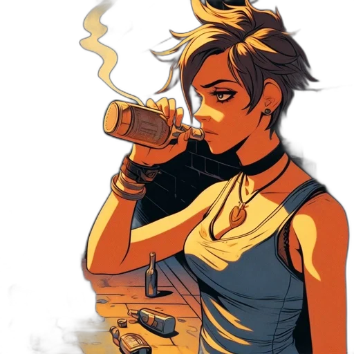 comic book art, concept art, cyberpunk, pixel art transparent PNG cut-out