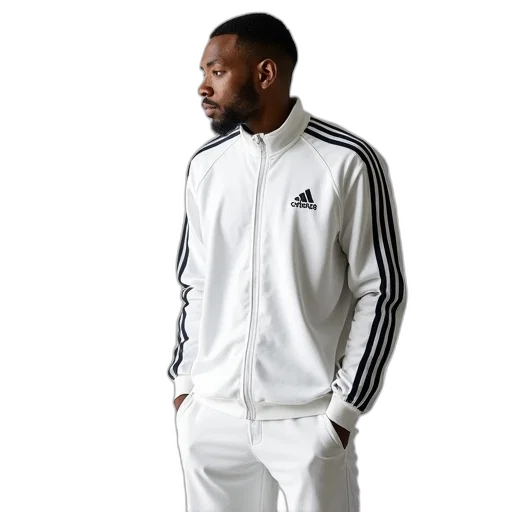 jacket, mens, white, adidas transparent PNG cut-out