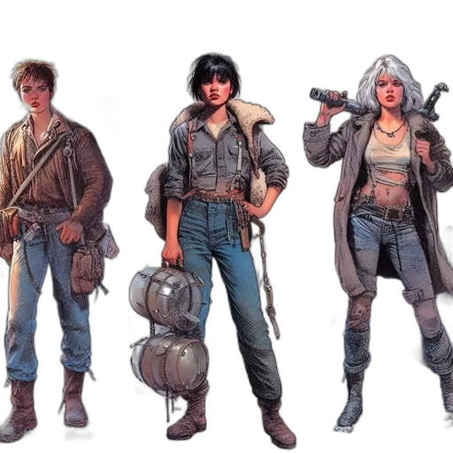concept art, comic book art, fantasy art, three transparent PNG cut-out
