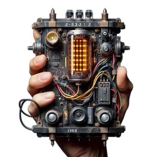robot, weapon, face, cyberpunk transparent PNG cut-out