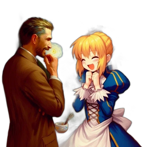 staff, dress, face, anime transparent PNG cut-out