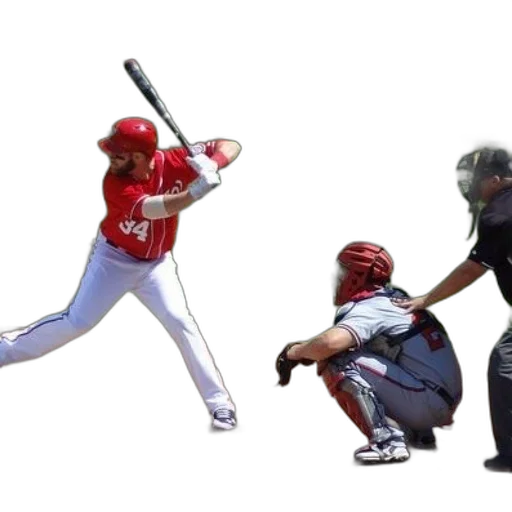 baseball, player, red, white transparent PNG cut-out