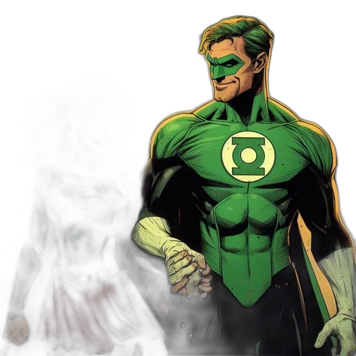 comic book art, concept art, green, two transparent PNG cut-out