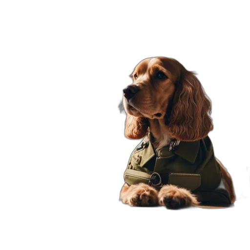 jacket, animal, staff, photorealistic transparent PNG cut-out