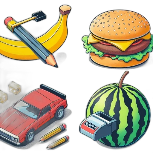 food, car, concept art, pixel art transparent PNG cut-out