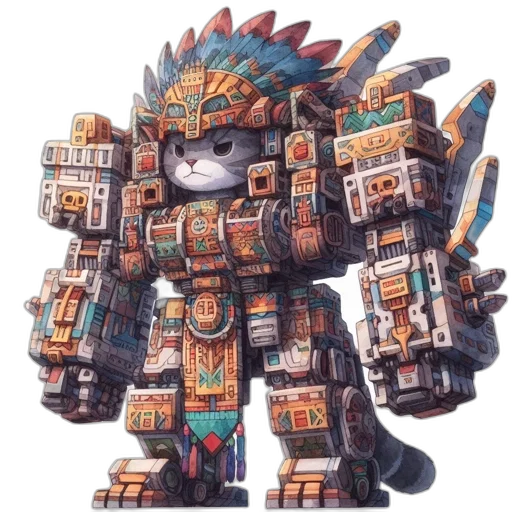 robot, concept art, fantasy art, pixel art transparent PNG cut-out