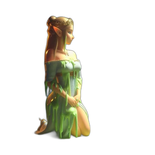 dress, crown, jewelry, staff transparent PNG cut-out