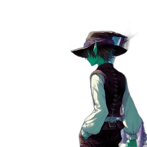 hat, jacket, staff, dress transparent PNG cut-out