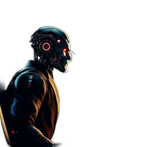 robot, mask, jacket, cyberpunk transparent PNG cut-out
