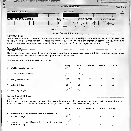 womac, osteoarthritis, index, form transparent PNG cut-out
