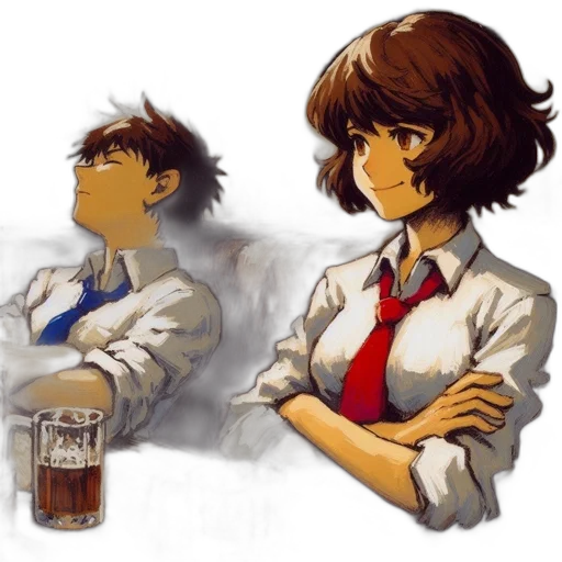 concept art, anime, pixel art, watercolor transparent PNG cut-out