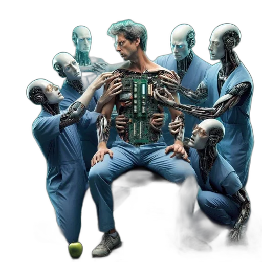 robot, staff, jacket, concept art transparent PNG cut-out