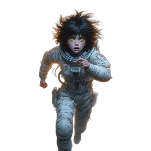 creature, hair, face, robot transparent PNG cut-out