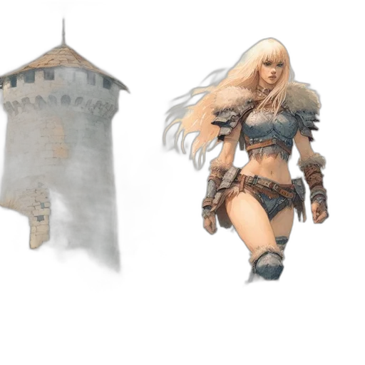 concept art, fantasy art, comic book art, 3d render transparent PNG cut-out