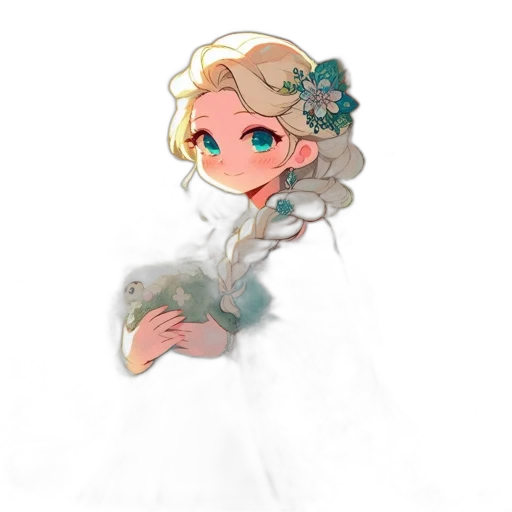 dress, crown, flower, staff transparent PNG cut-out