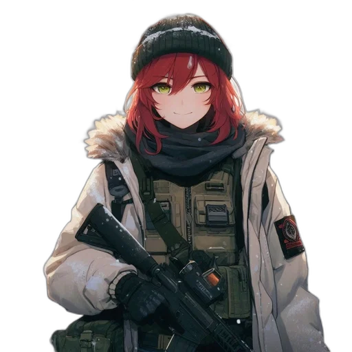 jacket, weapon, staff, face transparent PNG cut-out