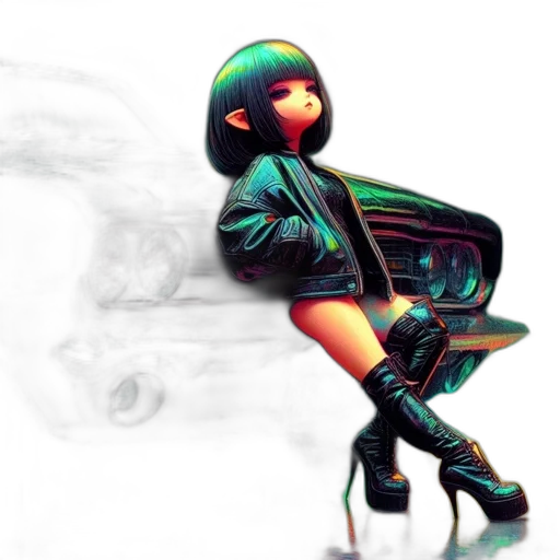 robot, concept art, 3d render, cyberpunk transparent PNG cut-out