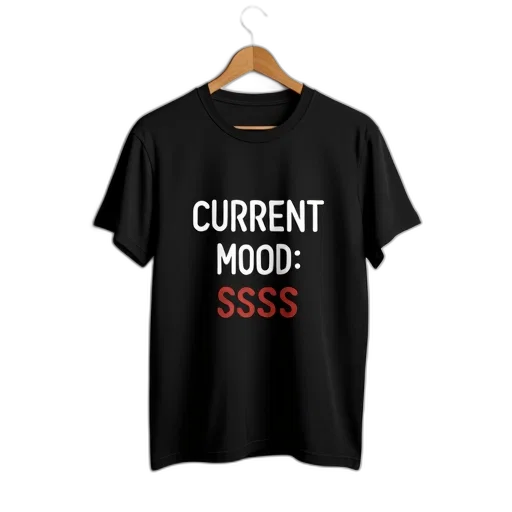 3d render, black, t-shirt, phrase transparent PNG cut-out