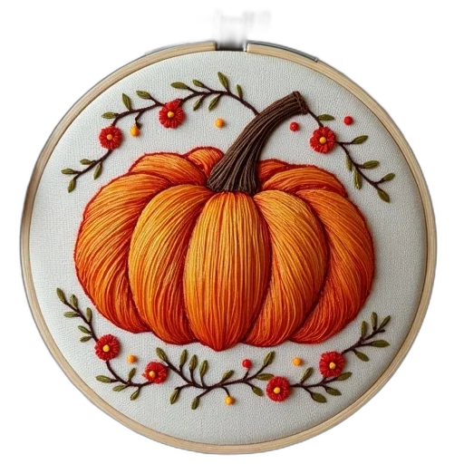 food, hand-stitched, embroidery, pumpkin transparent PNG cut-out
