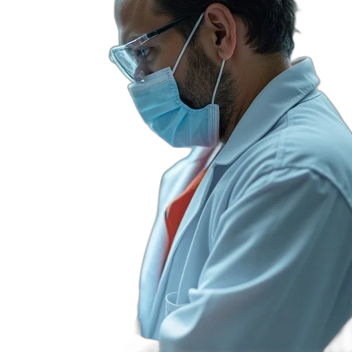 staff, mask, professor, person transparent PNG cut-out