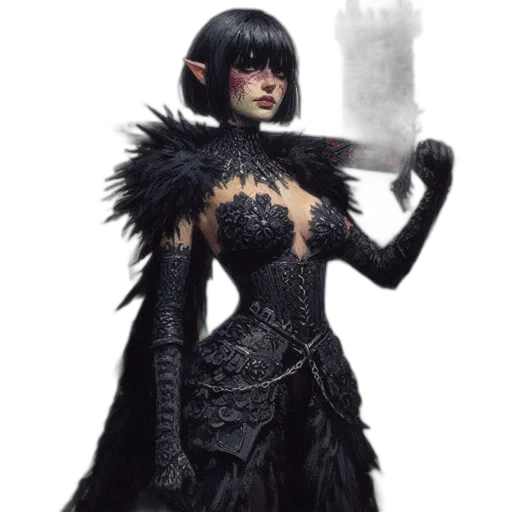 dress, staff, dragon, mask transparent PNG cut-out