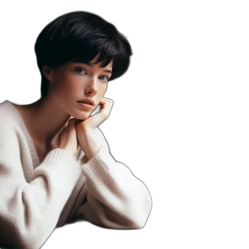 jewelry, face, jacket, hair transparent PNG cut-out