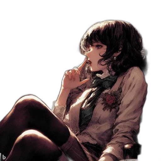 jacket, flower, face, comic book art transparent PNG cut-out