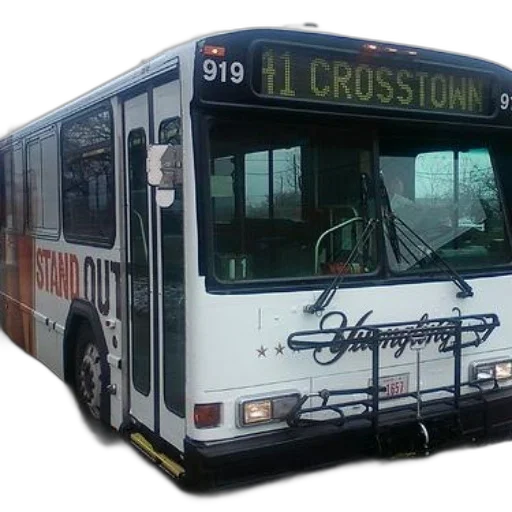 white, bus, words, stand transparent PNG cut-out