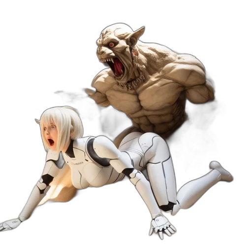 robot, creature, concept art, 3d render transparent PNG cut-out