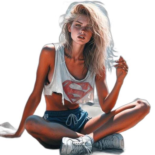 face, hair, comic book art, photorealistic transparent PNG cut-out