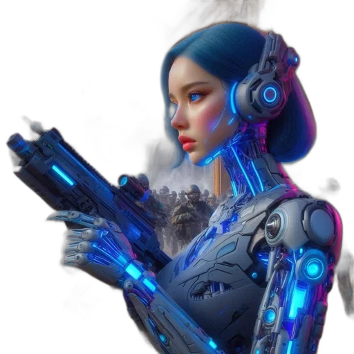 robot, weapon, cyberpunk, concept art transparent PNG cut-out