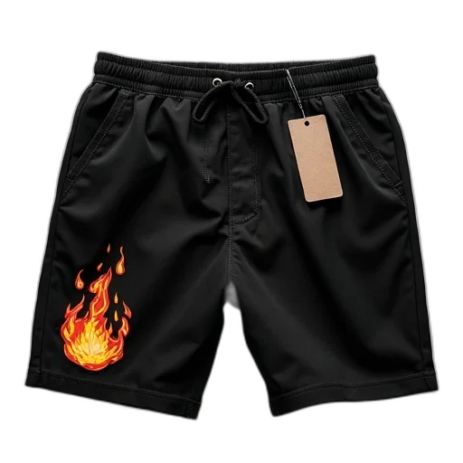 fire, pair, black, shorts transparent PNG cut-out