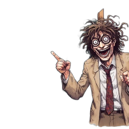 staff, hair, creature, jacket transparent PNG cut-out