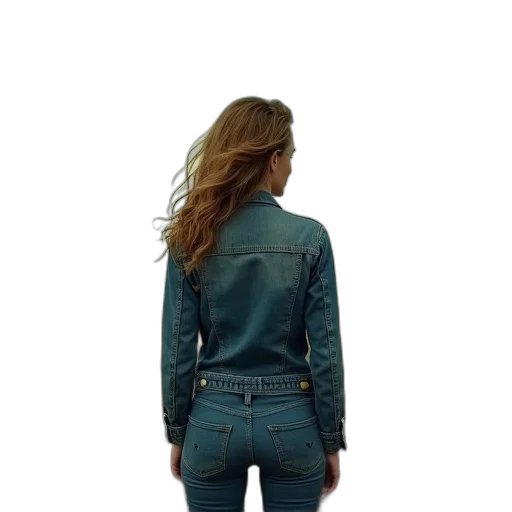 jacket, hair, dress, staff transparent PNG cut-out