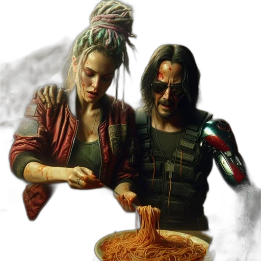 food, concept art, comic book art, cyberpunk transparent PNG cut-out