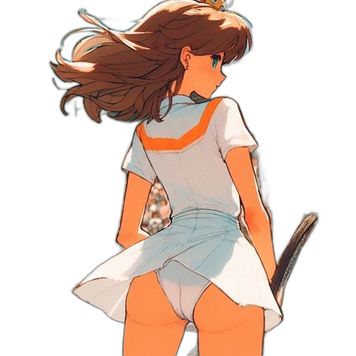 dress, staff, hair, weapon transparent PNG cut-out