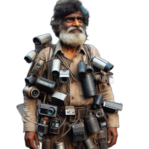 staff, weapon, jacket, robot transparent PNG cut-out