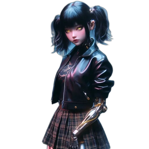 jacket, robot, weapon, staff transparent PNG cut-out