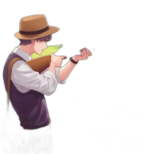 staff, hat, weapon, jacket transparent PNG cut-out
